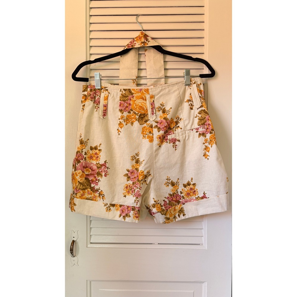 Sezane Women's Linen Shorts Paperbag Floral Belt US 8 / FR 40 - Picture 6 of 9